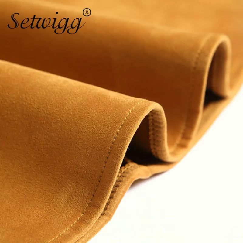 

SETWIGG Autumn Thick Suede Midi Skater Skirts Side Pockets Embroidered Plum Blossom Winter Knee Length Flared Skirts SG88