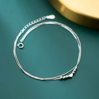 miqiao heart bracelet for leg korean silver 925 jewelry women anklet ornament foot female double layer box bead chain love gift
