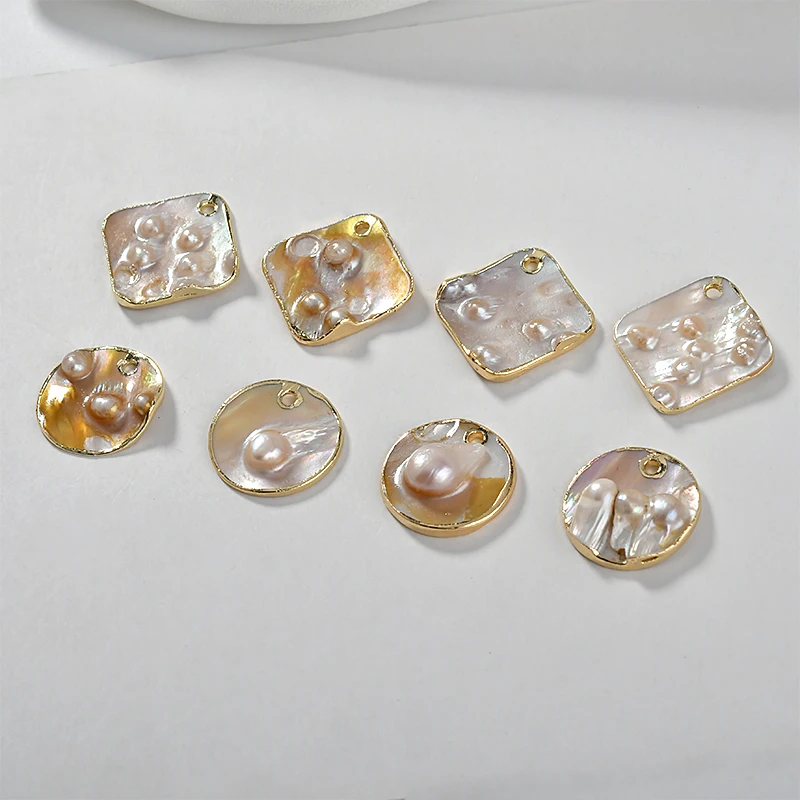 Ретро барокко натуральный жемчуг ракушки круглый Квадратный Кулон DIY