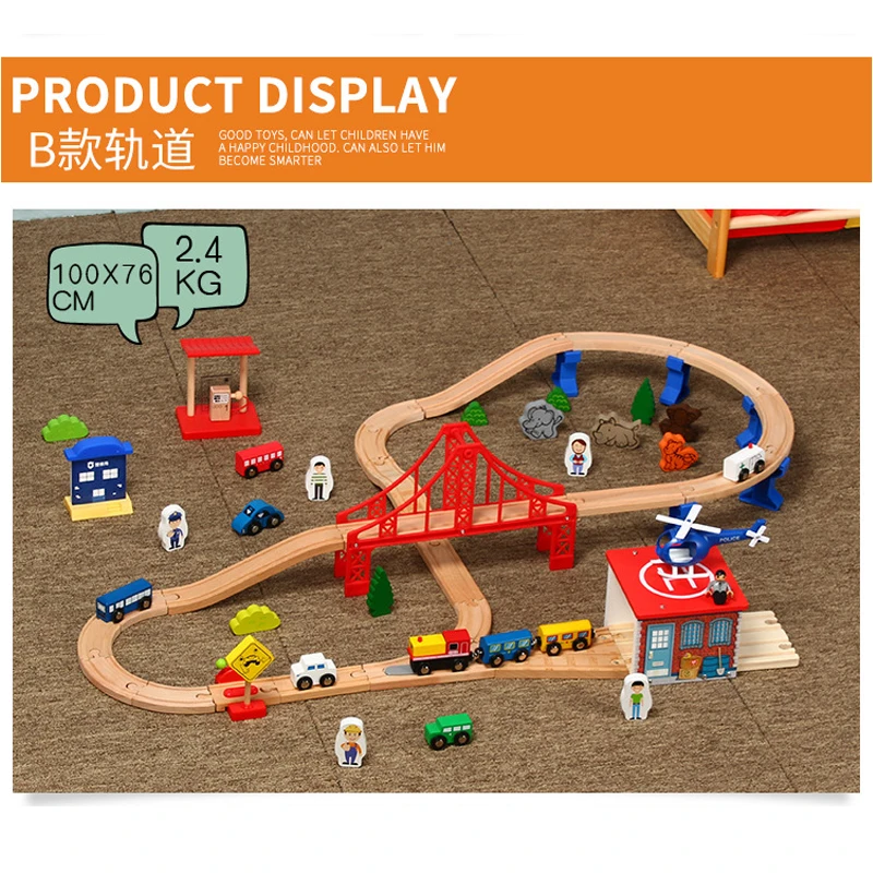 

Train track set children's educational track toy assembled on a large bridge, compatible with wooden tracks and electric trains