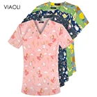 Пальто женское хлопковое с V-образным вырезом и принтом