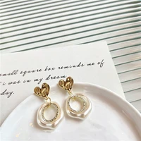 lovely metal imitation shell love diamond earrings for women temperament girls designer earrings new fashion jewelry gift