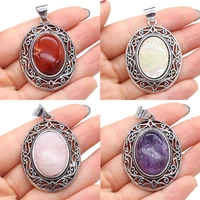 natural stone pendants antique silver alloy lapis lazuli opal for tribal necklace earring jewelry gifts making for women