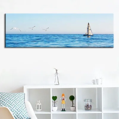 Парусная лодка морской пейзаж декоративная живопись студия холст домашняя