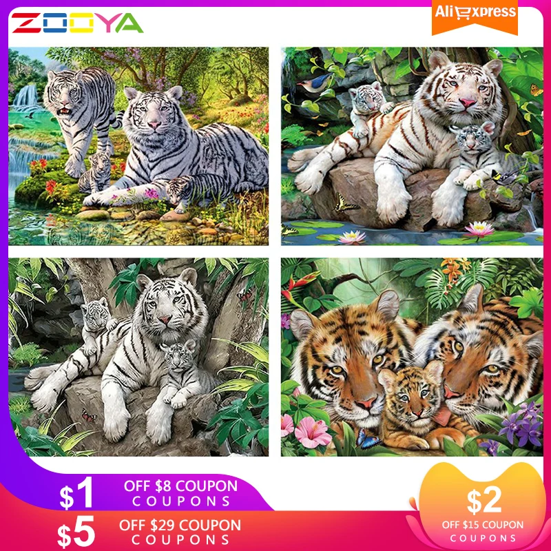 ZOOYA 5D DIY Алмазная картина животные Тигр Алмазная Вышивка Полный Набор DIY Набор Мозаика распродажа Декор фотографии Стразы RF1849