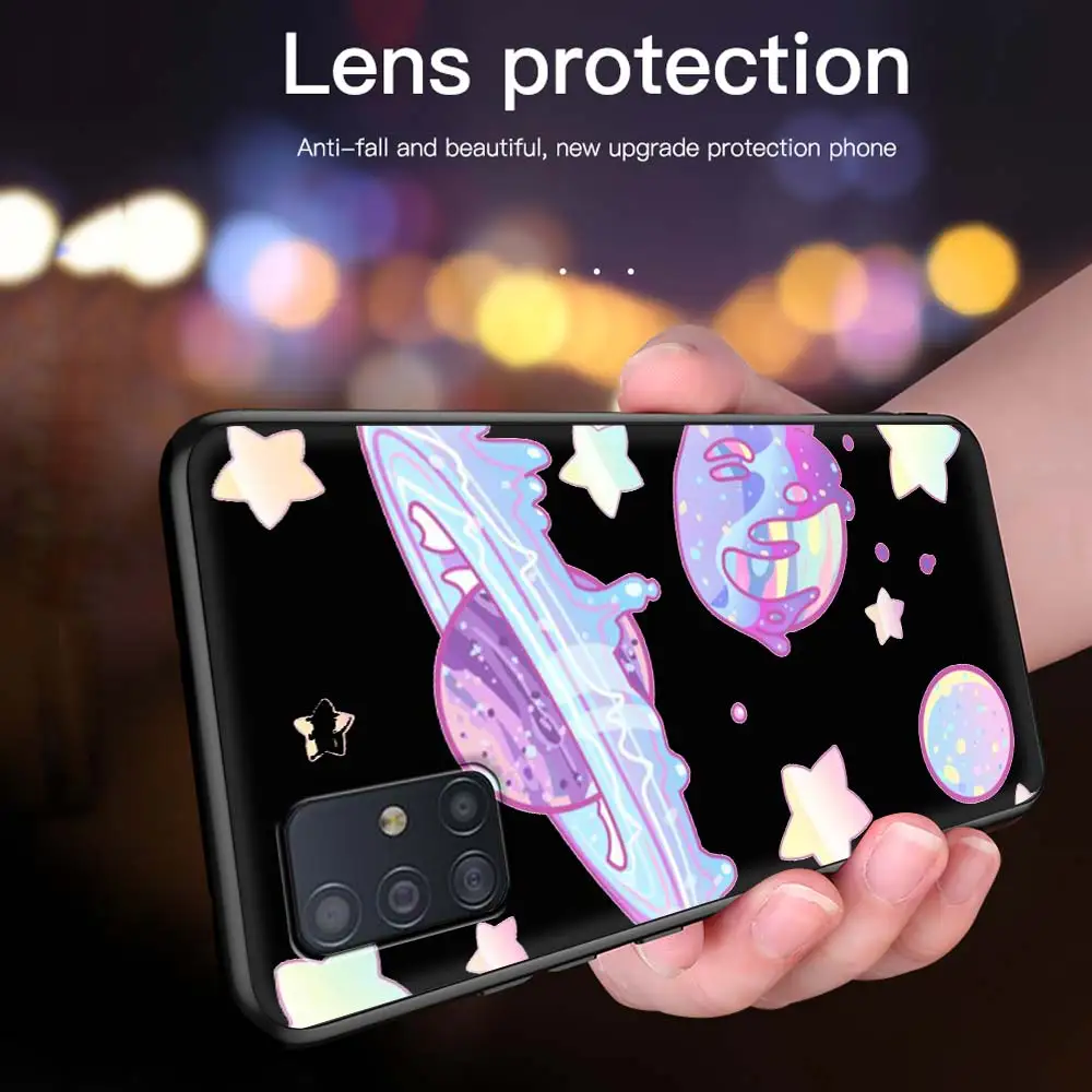 

Universe Stars Moon Case For Samsung Galaxy A51 A71 A21s A31 A12 A72 5G A21 EU A52 4G A41 A11 Black Soft Phone Coque Capas