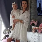 Платья для мамы и дочки, одинаковые наряды, Цветочная кружевная женская короткая мини-одежда для мамы и ребенка