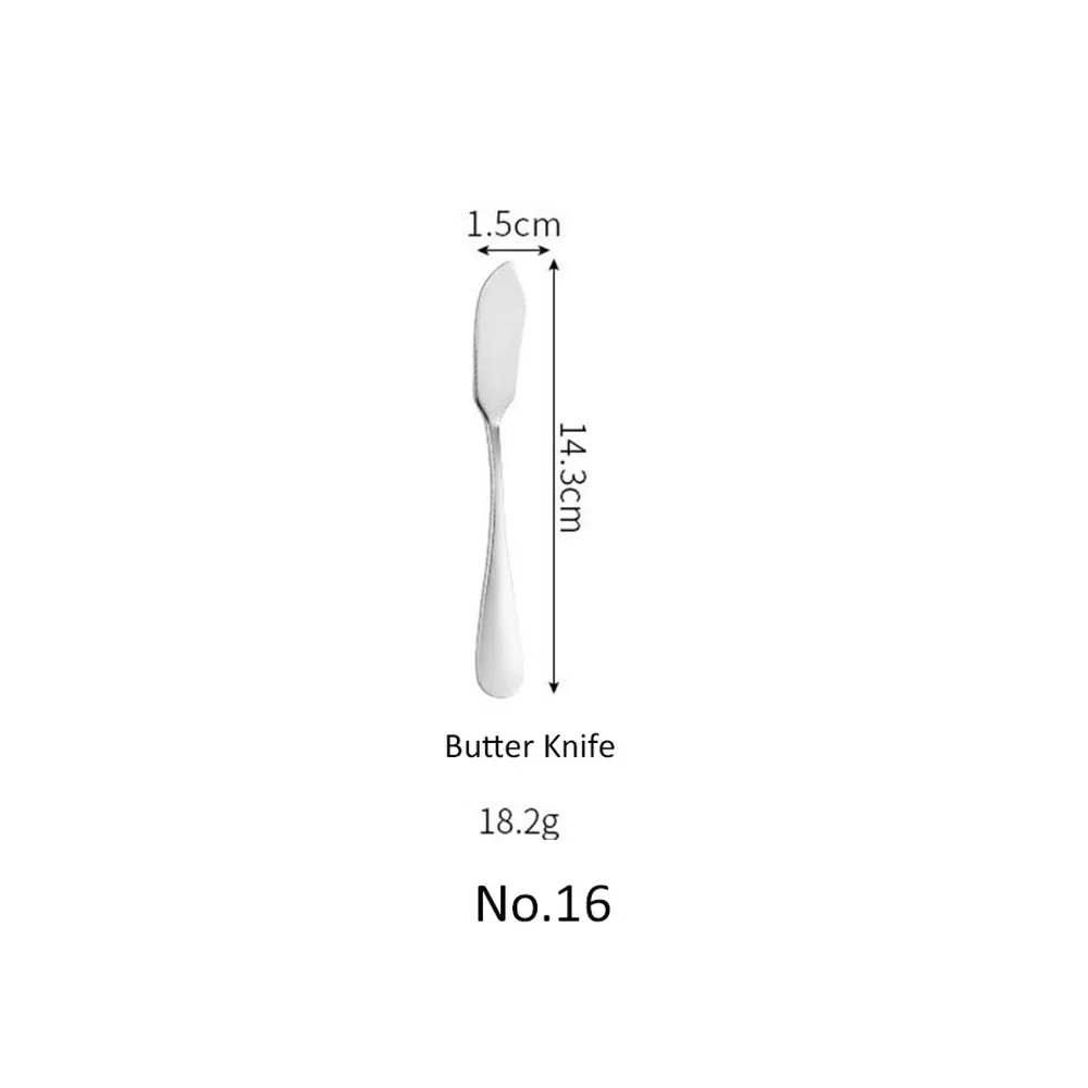 NO.16 Butter Knife Столовые приборы набор столовых приборов класса люкс из нержавеющей стали столовая вилка и нож столовая ложка столовая посуда набор услуг западные столовые инструменты 1 шт - Цвет: NO.16 Butter Knife