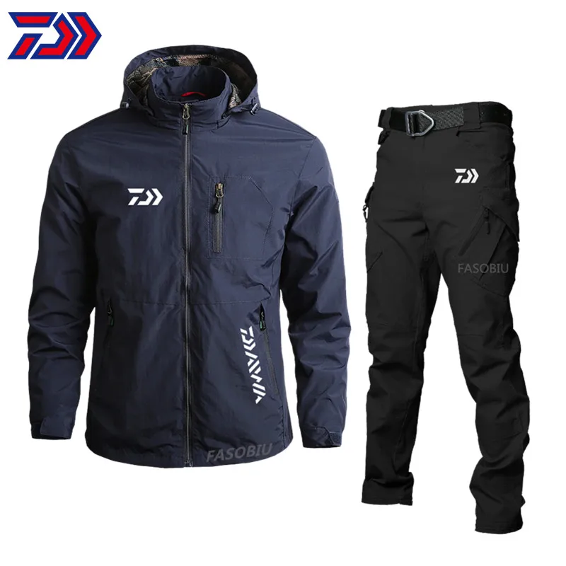 

Daiwa Fishing Suit Men Summer Autumn Thin Fishing Clothes Hooded Sports Hooded Hiking Fishing Jackets Waterproof Fishing Pants