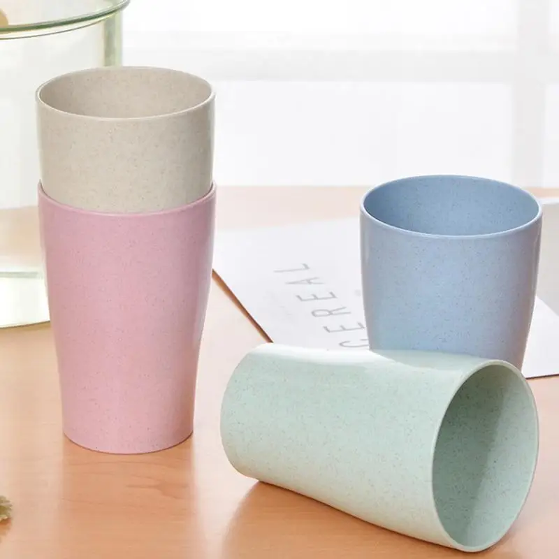 

Unbreakable Reusable Drinking Cup For Kids Adult Wheat Straw Healthy Tumbler Set 4-Multicolor Dishwasher Safe Accesorios Bao