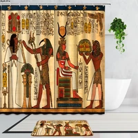 ancient egyptian pharaoh shower curtains egyptian culture art fabric 3d printing bathroom curtain set anti slip bath mats carpet
