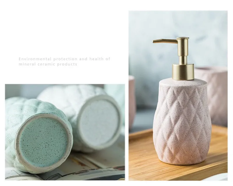 6 шт./компл. керамические аксессуары для ванной набор с бамбуковым деревянный поднос Золотая головка диспенсер для мыла ватные тампоны с крышкой зубная щетка