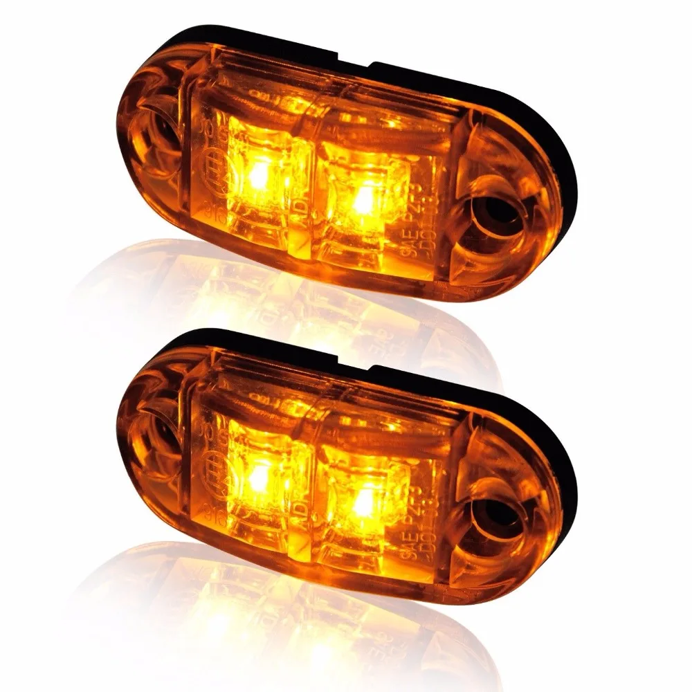 FEEDOPAL 10 шт. янтарные овальные 2 5 дюймов 2LED грузовик боковой габаритный фонарь