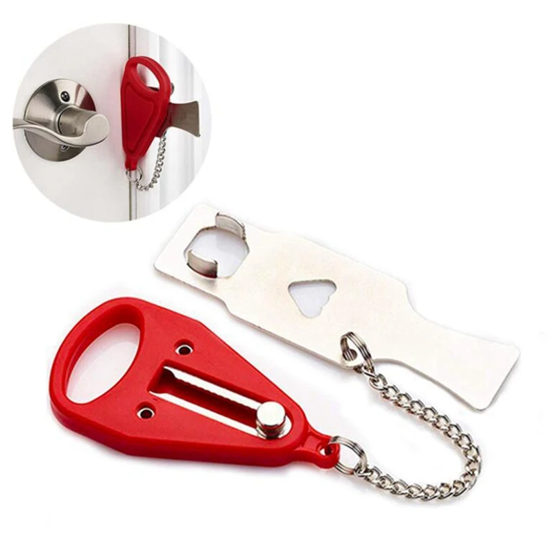

Portable Door Safety Latch Lock Metal Home Room Hotel Anti Theft Security Lock Travel Accommodation Door Stopper Hardware Lock