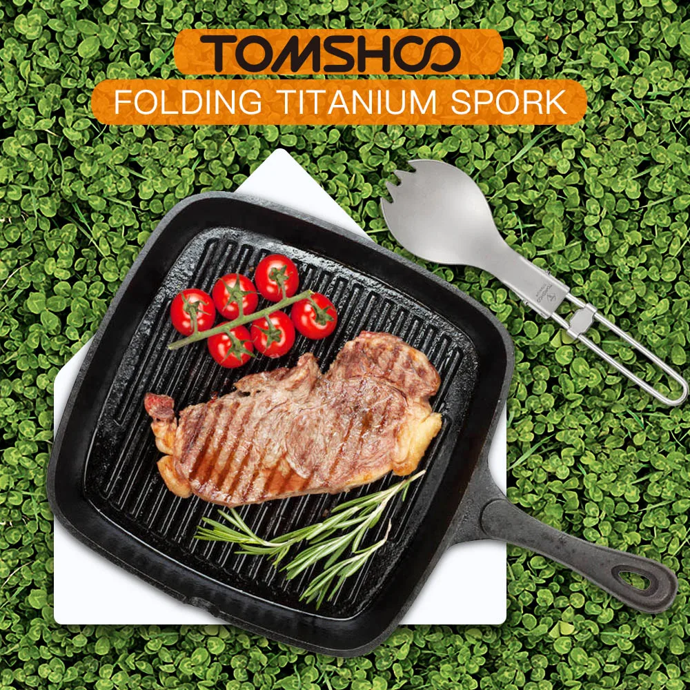 

TOMSHOO Titanium Folding Fork Spoon Tableware Cutlery Kitchen Coffee Dining Bar Tools For Outdoor Camping Hiking Backpacking