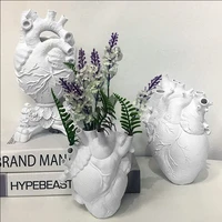 anatomical heart shape flower vase nordic resin heartbeat flower pot art vases sculpture desktop plant pot home decor ornament