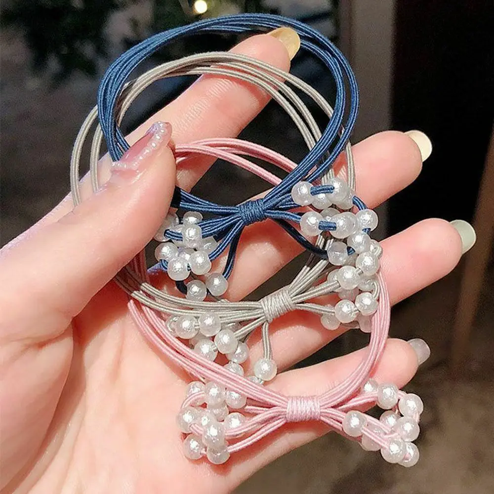 Корейские милые резинки для волос с жемчугом и бусинами девочек женские
