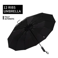 2020 high quality customized 3 folding fully automatic open and close 12 ribs folderable umbrella with custom logo printing