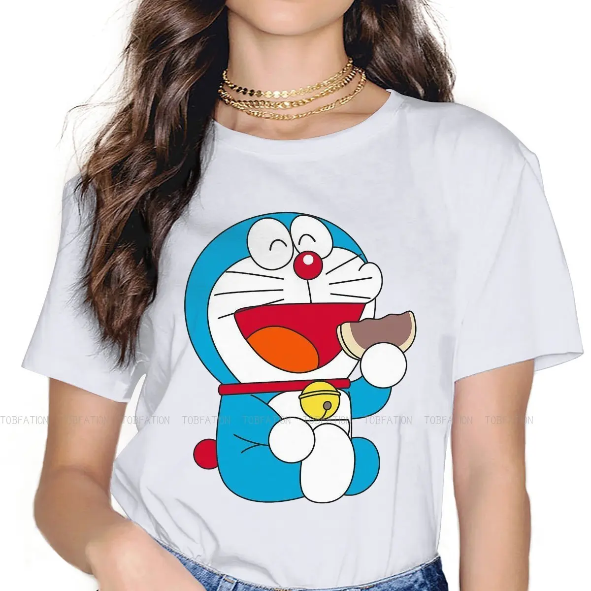 

Eat женская одежда Doraemon Kawaii Robot Cat размера плюс корейский стилет-рубашка Готическая винтажная женская блузка