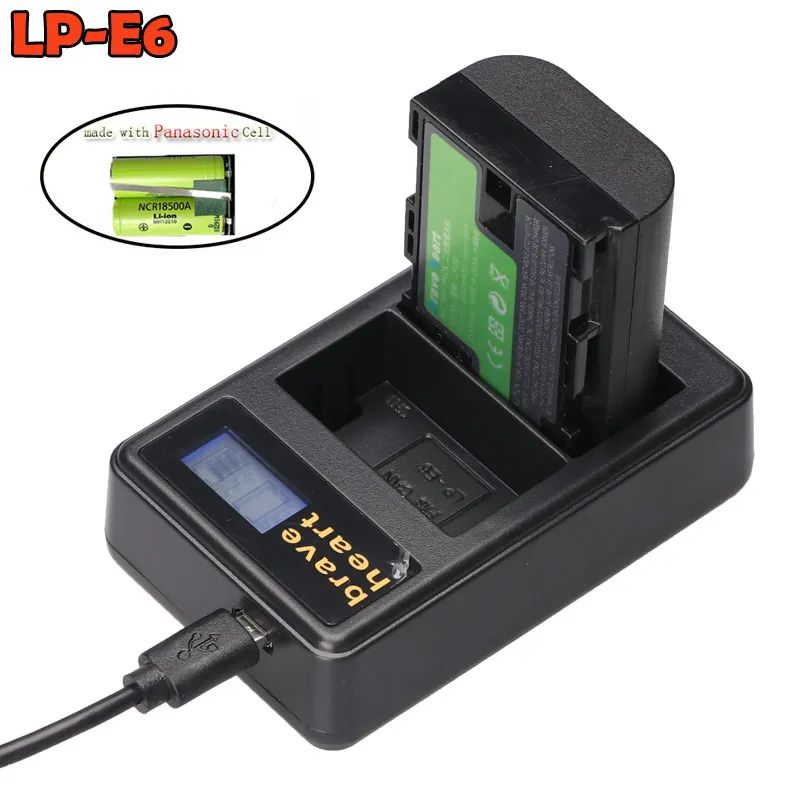 2040 мАч LPE6 LP-E6 LP-E6N LP E6 E6N батарея сделана с Panasonic ячейка LPE6N батарея для Canon EOS 5D Mark II III 7D 60D 6D