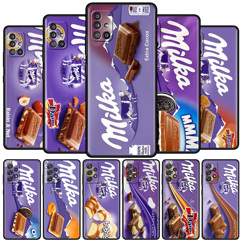 Чехол шоколадный Milka Bo для Samsung A51 A12 A21s мягкий чехол телефона Galaxy A71 A52 A31 A32 A02s A72 A11 A41