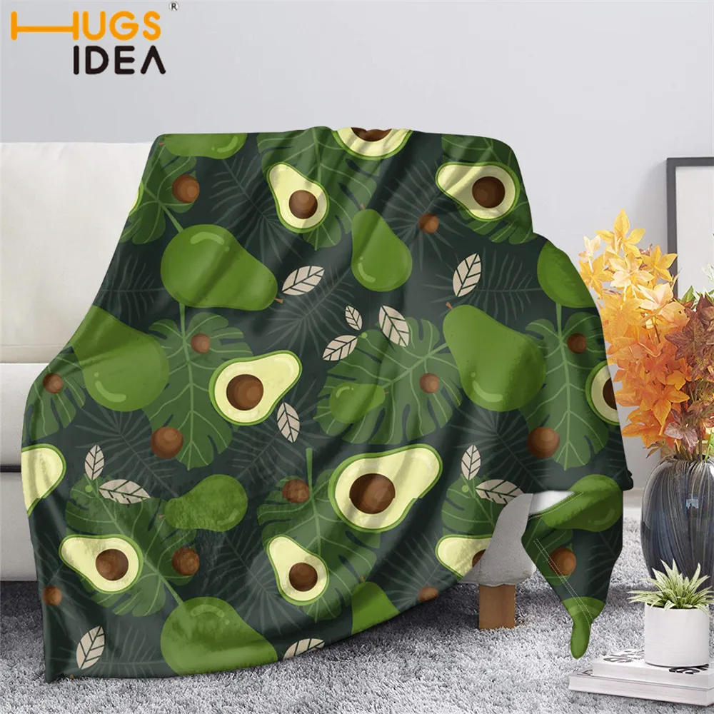 

HUGSIDEA Cartoon Avocado Fleece Blanket for Children's Warm Bedroom Throw Blanket on the Bed Office Nap Blanket for Adults Kids