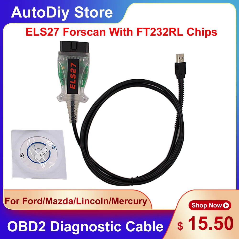 Original ELS27 Forscan Scanner Reflash V2.3.7 OBD2 Car Diagnostic Cable For Ford For Mazda For Lincoln/Mercury With FT232RL Chip