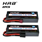 Аккумулятор HRB 2S Lipo 7,4 В, 7000 мА  ч, Жесткий Чехол для автомобильного аккумулятора с разъемом Deans 55C для 112 110 Trex Car Monster Boat