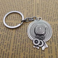pp new alloy retro large hat keychain pendant antique silver jewelry accessories
