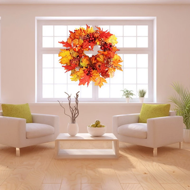 

Ягодные кленовые листья ротанга украшение дома Тыква кленовый лист венок Праздник середины осени Рождество День благодарения украшение дл...