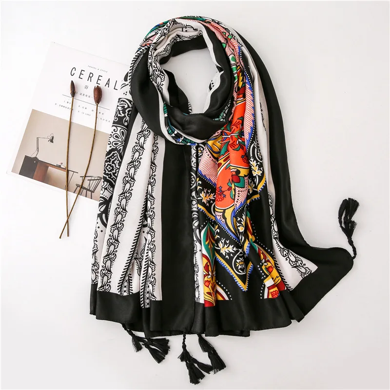 

Autumn Fashion Floral Viscose Hijab Scarf From Indian Maxi Wraps Scarves Lady Print Headhand Muslim Shawl Soft Islamic Scarves