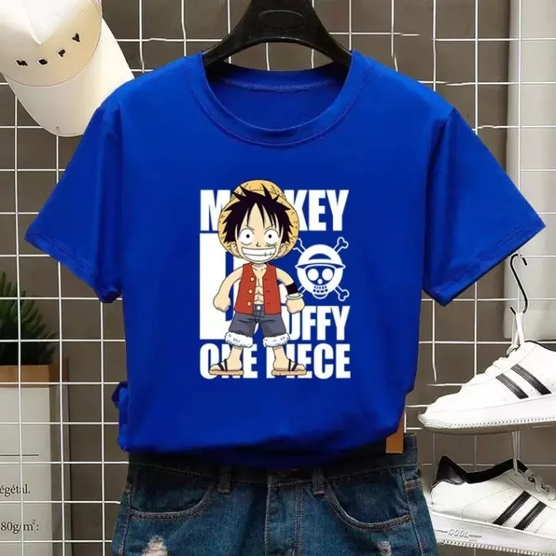 

One Piece Luffy Print T-shirt 2021 New Summer Short-sleeved T-shirt Women's Student Loose Large Size Wild Korean Couple Top