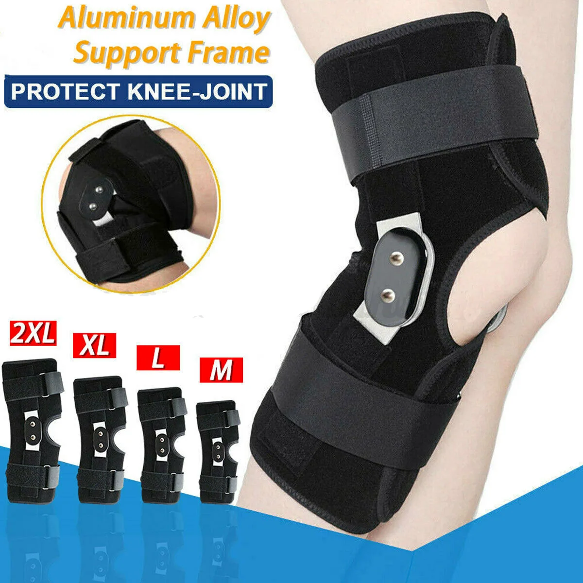 

Aluminium Adjustable Medical Hinged Knee Orthosis Brace Support Ligament Sport Injury Orthopedic Splint Knee Pads Outdoor