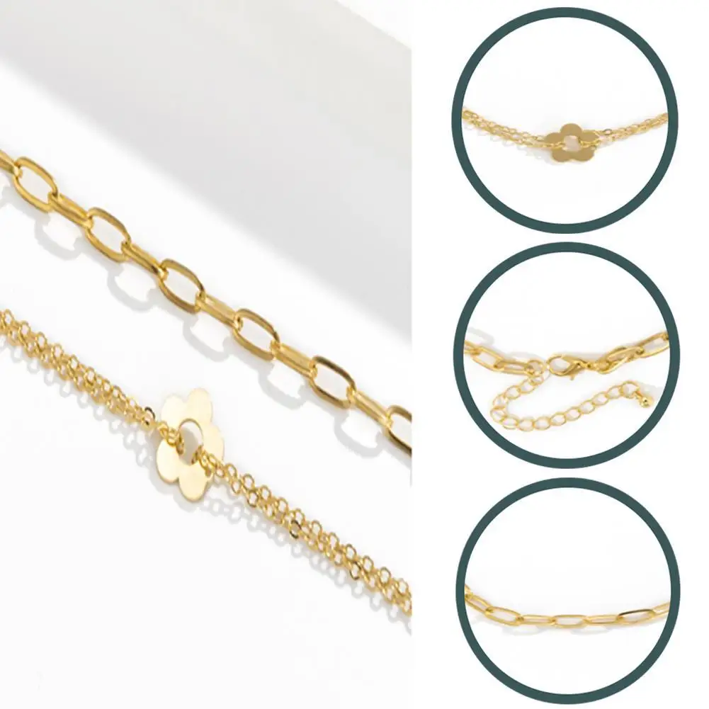 

Women's Anklet Bohemian Layered Cloud Moon Pendant Anklet Personality Summer New Flower Geometric Cross Chain Anklet Jewelry