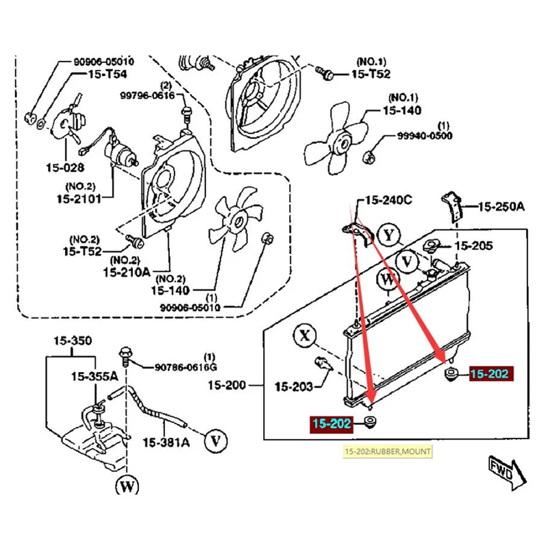 Нижняя резиновая опора радиатора для Mazda 323 family protege BA BJ Mazda 2 DE Mazda 6 и MX-3 MX-6