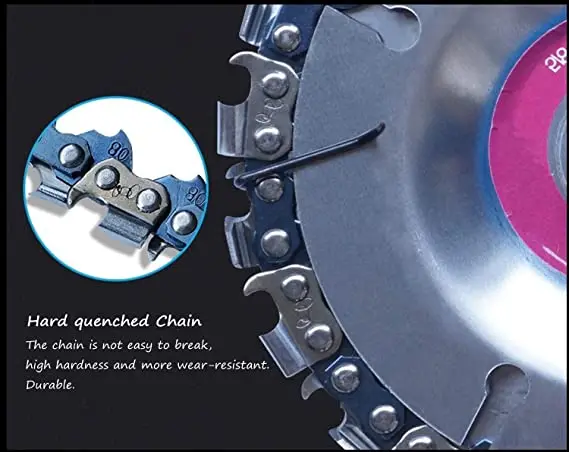 

4 Inch Angle Grinder Disc Wheel Tooth Power Plate Woodworking Chain Saw Wood Carving for Grinder Sawdisc +3pcs chains