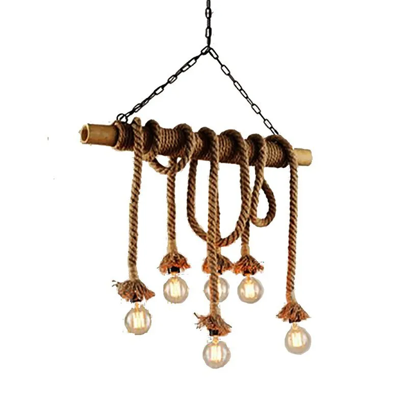 Лофт бамбуковая пеньковая веревка ЛЮСТРА СЕТЬ кафе бар оригинальность барная