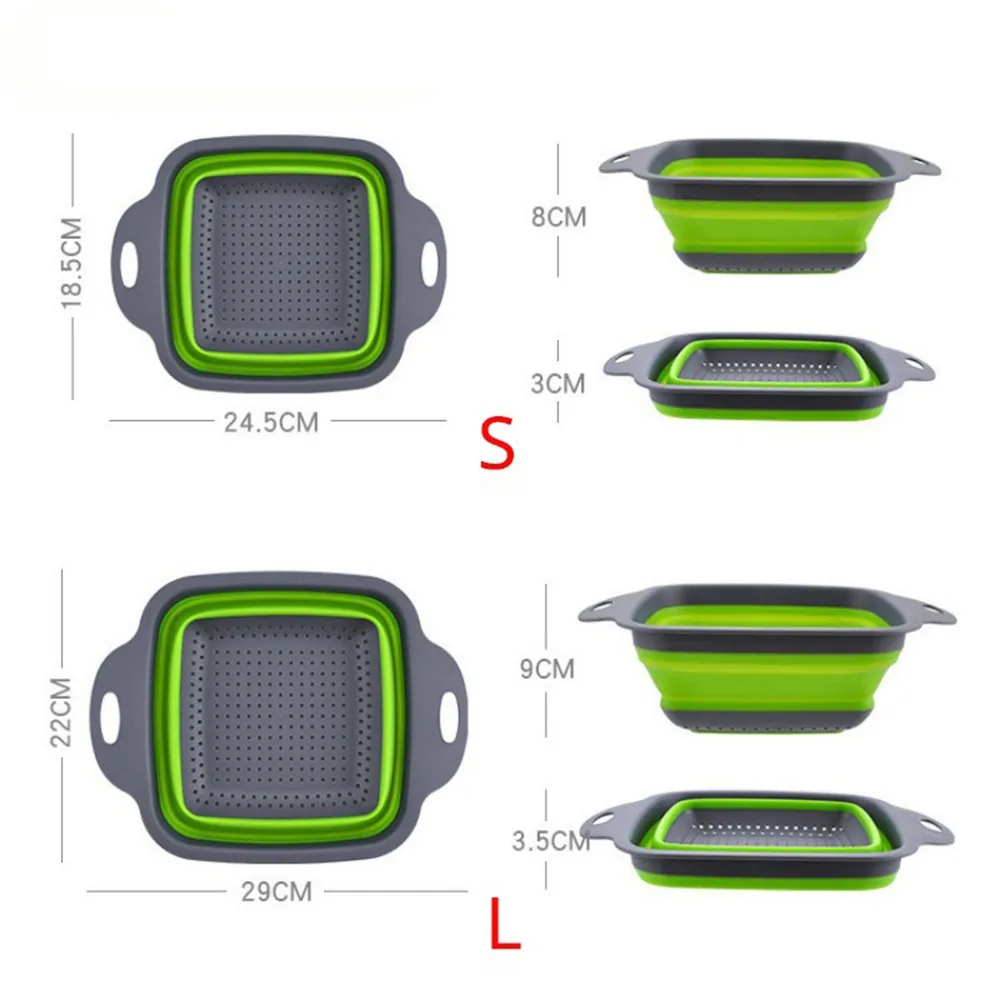 

Foldable Silicone Dishwashing Basket Kitchen And Bar Supplies Fruit And Vegetable Dishwashing Basket With Handle Drainer