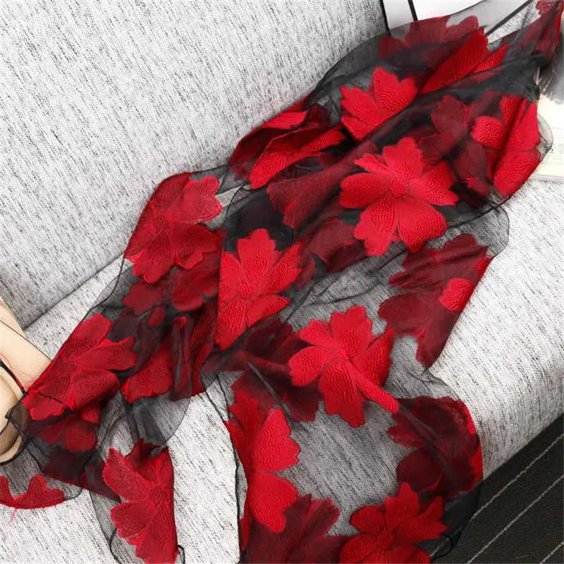 90 180 см Женский Искусственный шелковый шарф с цветочным узором шарфы для девочек