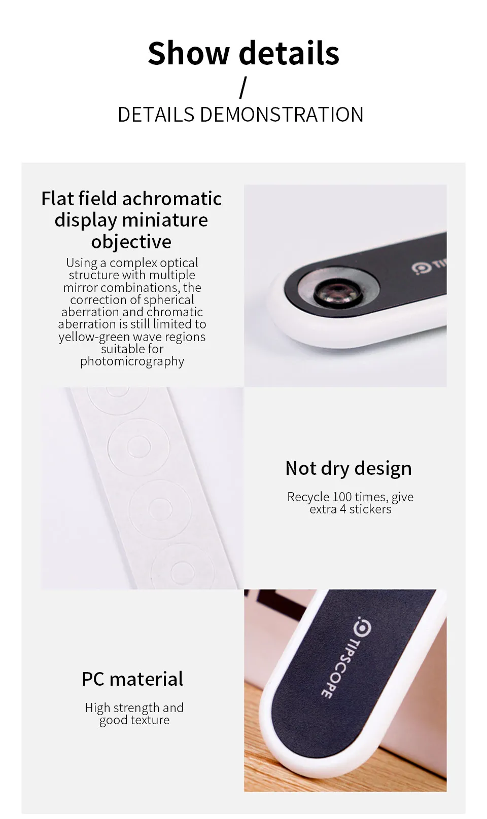 Xiaomi Youpin TIPSCOPE мобильный телефон микроскоп, объектив с высоким разрешением, легкий и удобный, войти в микроскопический мир