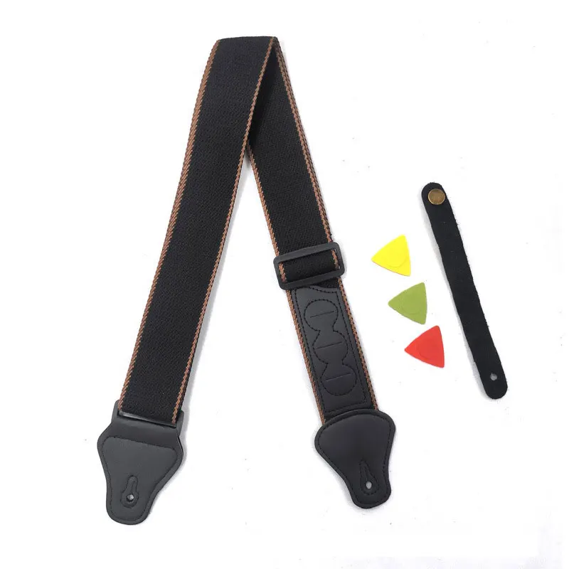Наплечный ремень для гитары мягкий хлопковый ремешок с кожаными концами