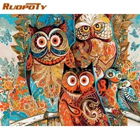 ruopoty frameless vintage owl diy painting by numbers acrylic paint on canvas kit animals paint by numbers for home decor art