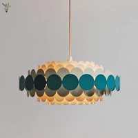 macaron donut pendant lights designer color blocking circle iron lamp for children bedroom lamps simple living room led hanglamp