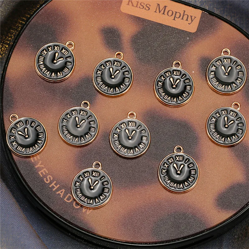 10 шт./лот черные эмалированные часы Подвески DIY ручной работы браслет ожерелье