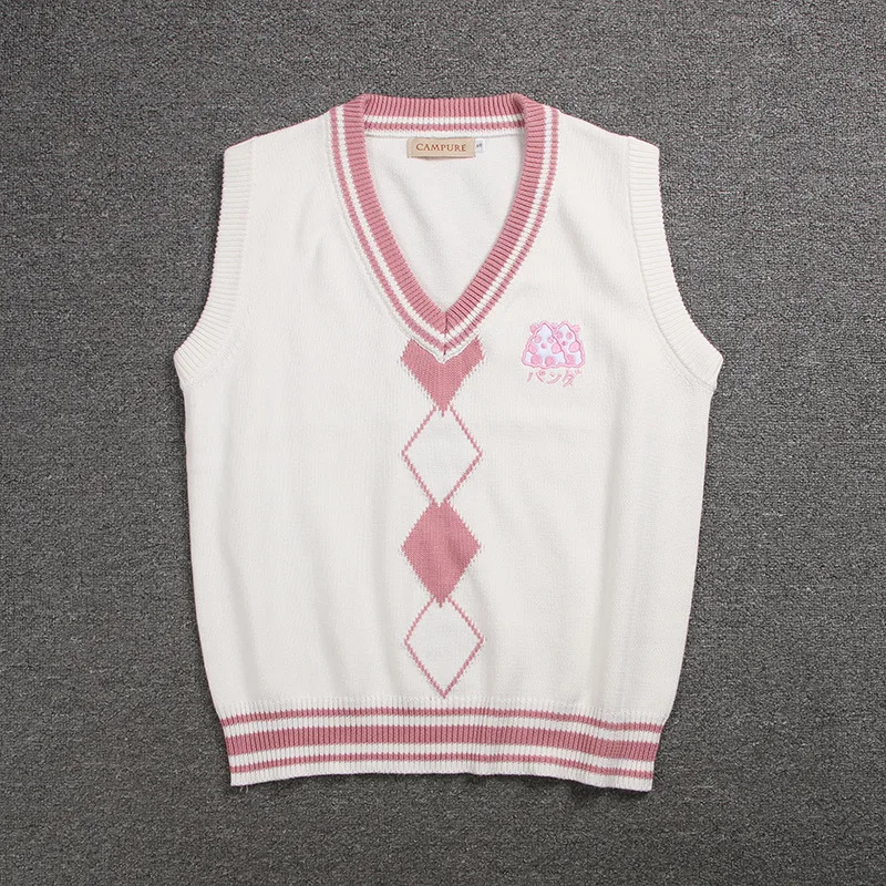 British Korean School Girl Sleeveless Sweater Vest Uniforms V-neck Japanese Boys And Girls Students Knitted | Тематическая одежда