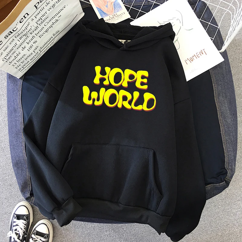 

Kpop Album Hope World Hoodie Letter Pullover Ladies Women's Tops Retro Harajuku Casual Loose Fall Winter Long Sleeve Hoodies