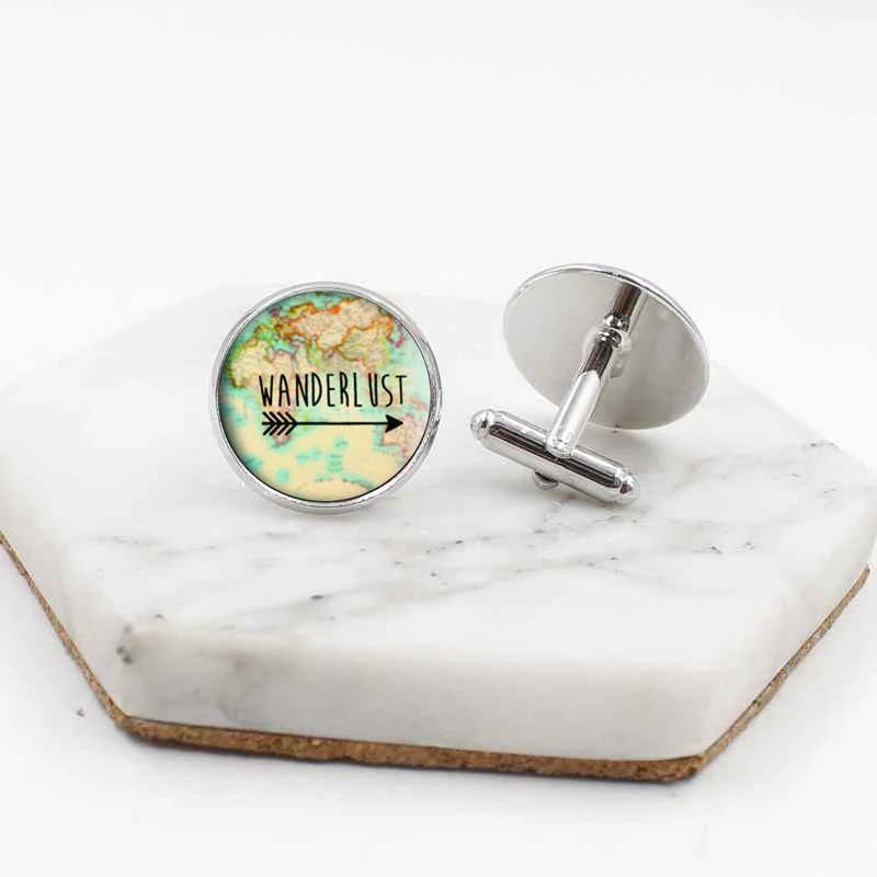 Популярные Ретро запонки для путешествий в виде карты земли модные мужские