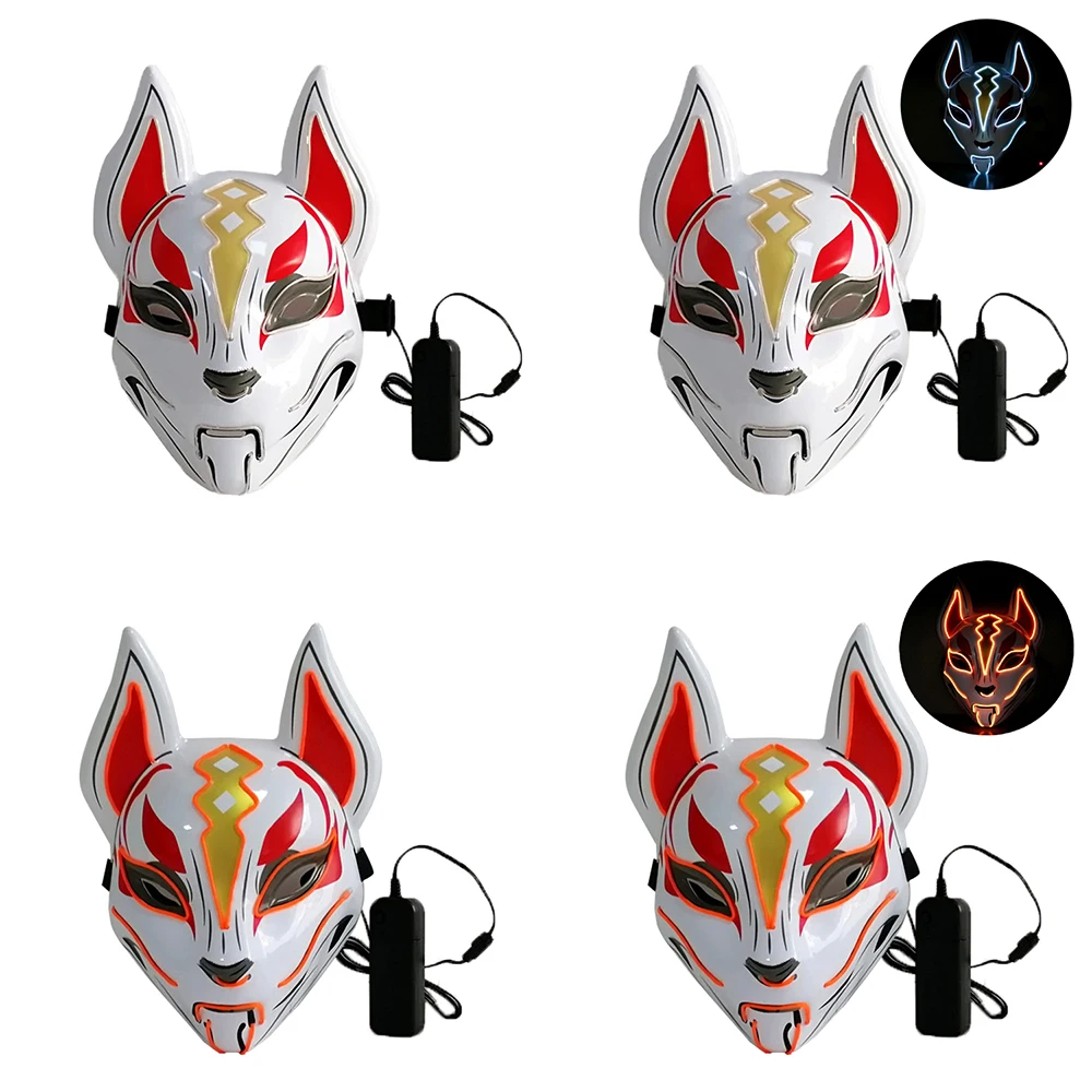Светодиодная маска лиса на все лицо неоновая светодиодсветодиодный для