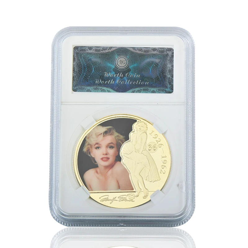 coin2 with case WR Мэрилин Монро золотые коллекционные монеты с держателем для монет на заказ вызов монеты антикварные оригинальные монеты подарочный набор дропшиппинг - Цвет: coin2 with case