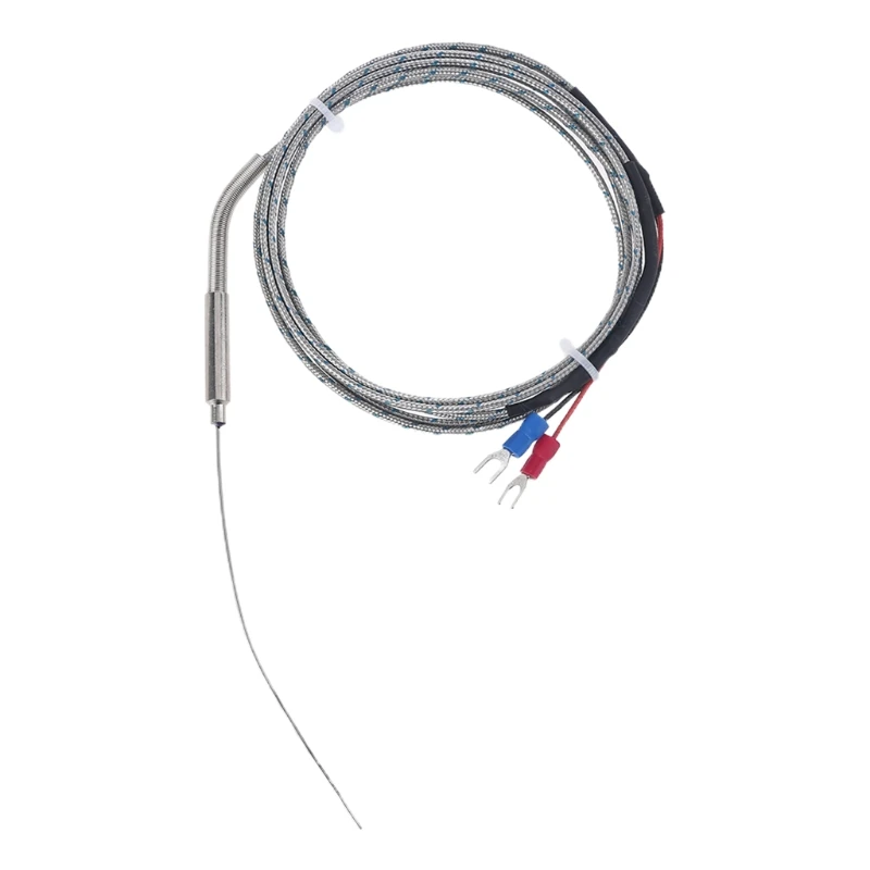 

K-Type Thermocouple Temperature Sensor Shielded Wire Length 1M/3.28FT Metal Probe Length 100 mm Measuring Temp -40-800℃